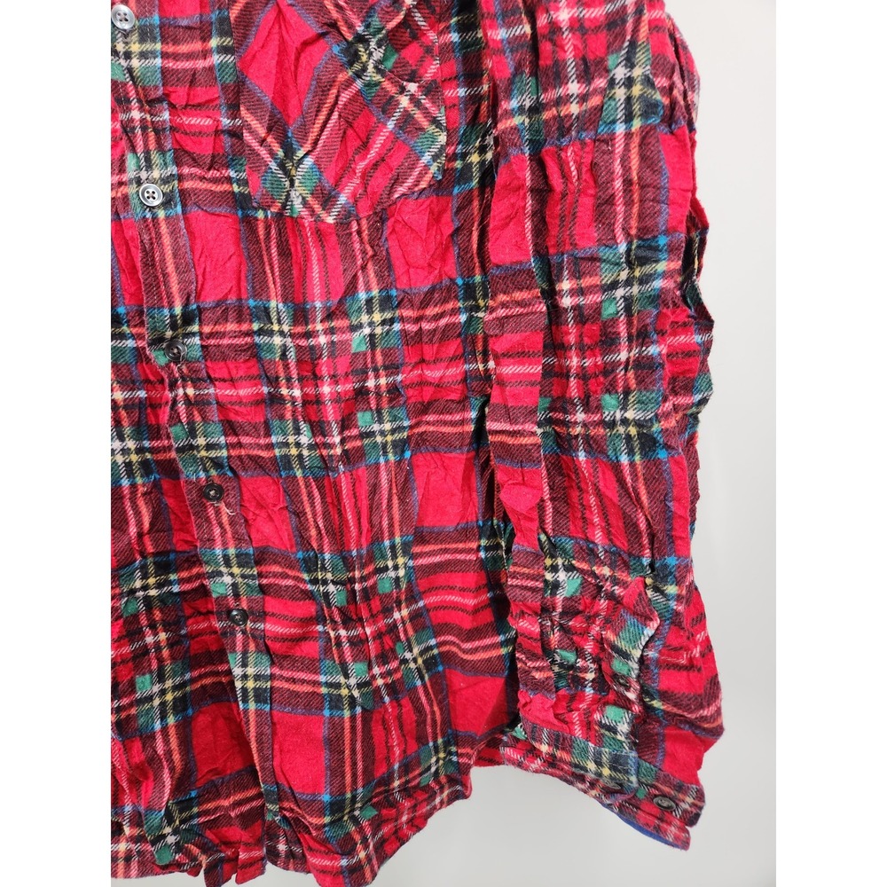 Haband Mens Plaid‎ Flannel Shirt Long Sleeve Button Up Size Large Red - Picture 5 of 6